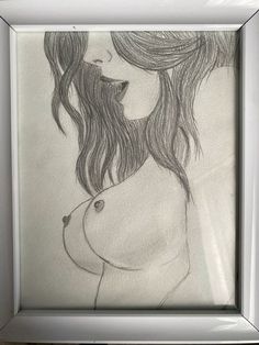 a drawing of a woman with long hair