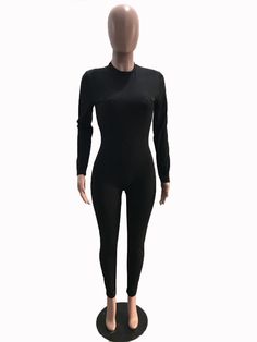 O Neck Long Sleeve Bodycon One Piece Jumpsuit Casual Long Sleeve Bodycon Jumpsuits And Rompers, Casual Bodycon Jumpsuits And Rompers With Long Sleeves, Casual Fitted Unitard For Fall, Casual Fitted Fall Unitard, Stretch Jumpsuits And Rompers For Winter Workwear, Winter Jumpsuits, One Piece Outfits, One Piece Jumpsuit, Winter Jumpsuit