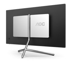 a computer monitor with the word aoc on it's screen and two metal legs