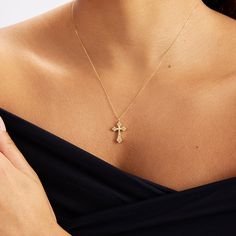 Diamond Gothic Cross Necklace in 14k Solid Gold The cross necklace will be your new favorite with its classic and elegant style. Show everyone the chic woman you are. You'll have: 14k solid gold handcrafted pieces 100% ethical sourced jewelry Size Material: 14k Solid Gold Diamond Type: Natural Diamond Quality:Carat Weight: 0.06 ctwColor: F-GClarity: VS2Cut: Excellent Pendant Height: 23 mm / 0.90 inch Pendant Width: 13 mm / 0.51 inch Chain Style: Cable Chain Chain Length: 18 inch You’ll get a cer Yellow Gold Crucifix Cross Necklace, Yellow Gold Fine Jewelry Cross Pendant Necklace, Gothic Cross Necklace, Cross Necklace For Women, Gold Certificate, Jewelry Gothic, Gothic Cross, Gothic Crosses, Gold Cross Pendant