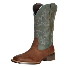 PRICES MAY VARY. This J's.o.l.e cowboy boot is a head turner and stylish and comfort.Truly everything a cowgirl could want for that special boot in her collection.SIZE TIPS: WIDE COWBOY BOOTS FOR WOMEN, NARROW AND STANDARD FEET WE SUGGEST ORDER ONE SIZE DOWN. WIDE SQUARE TOE PROFILE：Double-stitched welt and wide width toe design to keep feet comfortable. FASHION COWBOY DESIGN ：Women's Square Toe Cowgirl Boot is dual color with a beautiful turquoise shaft and distressed design.Our modern embroide Women Cowgirl Boots, Wide Calf Cowgirl Boots, Cowgirl Boots Square Toe, Cowgirl Boots Square Toed, Cowboy Boots For Women, Square Toe Western Boots, Cowboy Design, Cowgirl Boot, Embroidered Boots