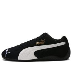 (WMNS) Puma Speedcat LS 'Black White' 381766-01 (SNKR/Low Top/Women's/Wear-resistant) Puma Slip On, Puma Speedcat, Puma Shoes, Black Puma Shoes, 2000s Shoes, Puma Sneakers Black, Puma Shoes Women, Popular Sneakers, Black Puma