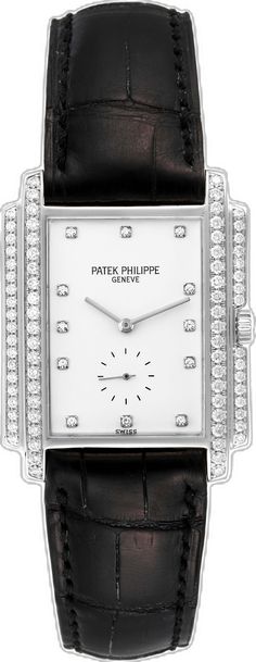 Business White Rectangular Watch Accessories, Formal White Watch With Rectangular Dial, Modern White Diamond Watch With Rectangular Dial, White Diamond Watch With Polished Rectangular Dial, Classic White Gold Rectangular Watch Accessories, Classic Rectangular White Gold Watch Accessories, Formal Rectangular Diamond Watch, White Rectangular Dial Watch Accessories For Business, Luxury Rectangular Diamond Watch For Formal Occasions