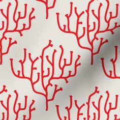 red corals on white fabric with black and grey background, closeup photo for upholstering