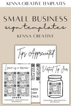 some type of business cards with the words, small business signs templates and an image of