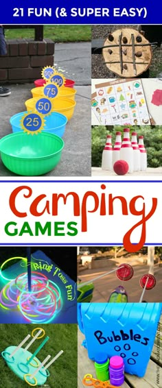 the ultimate guide to camping games for kids and adults with pictures of different items in them