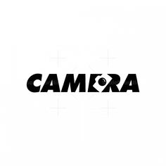 the word camera written in black and white