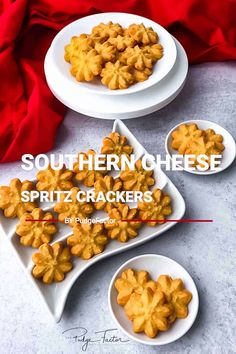 southern cheese spritz crackers on white plates