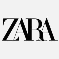 the zara logo is shown in black and white