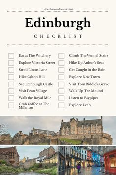 Visiting Edinburgh? Don't forget to check these activities off your list! A Day In Edinburgh, Best Things To Do In Edinburgh, One Day In Edinburgh Scotland, Edinburgh Scotland Itinerary, Edinburgh Checklist, Places To Go In Edinburgh, Edinburgh Day Trips, Edinburgh Spring Outfit