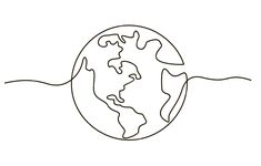 a drawing of the earth with one line going through it