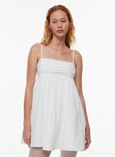 PROOF POPLIN DRESS | Aritzia Aritzia Aesthetic, Mini Babydoll Dress, Short Bra, Grad Dresses, Poplin Dress, Fashion Socks, Babydoll Dress, Shirt Sale, Ladies Day