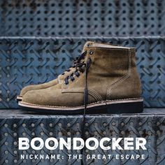 Introducing Brown Suede Boondocker Boots For Man Introducing Hector Maden's Outside Brown Suede Boondocker Boots - a classic design made with the finest materials and exquisite craftsmanship. Our team of experienced designers has taken inspiration from the original boondocker boots that were popularized by Steve McQueen in the movie "The Great Escape" to create a timeless footwear option that exudes style and durability. At Hector Maden, we believe in crafting shoes that are both functional and Boots For Man, Desert Combat Boots, Combat Boots Men, The Great, Great Escape, Chukka Boots Men, The Great Escape, Prison Break, Red Wing