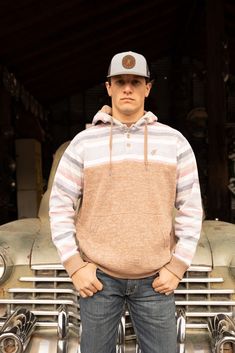 The Legendary Hooey Hoody Hoodies designed to be different Product Details Signature Soft Feel Double Lined Hood Reinforced Cuffs and Waistband Custom Braided Draw Cords Strengthened Kangaroo Pocket Back Yoke Detailing Standard Fit 73% Cotton, 27% Polyester HH1194SPTN Tan with Multi Color Serape Pattern Country Boy Outfits, Western Jackets, Serape Pattern, Western Things, Country Man, How To Draw Braids, College Clothes, Gym Boy, Clothes Wishlist