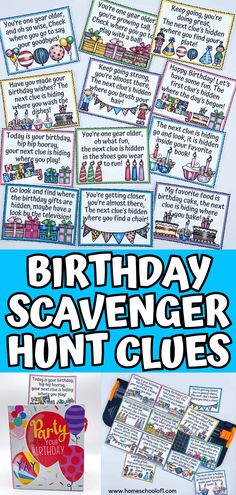 birthday scavenger hunt clues for kids to use in the classroom or at home