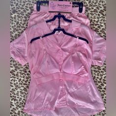 Juicy Couture Pink Silk Rhinestone 3-Piece Pajama Set Bra , Top , And Shorts Set Wireless Padded Bra With Adjustable Straps , Classic Signature Juicy Logo On Contoured Underband Classic Rhinestone Juicy Logo On Left Shirt Pocket And Left Short Leg Classic Juicy Signature On Contoured Cinching Stretchable Waistband Breathable Silk Material Originally $58 Brand New With Tags Size Medium Pink Satin Loungewear Sets, Fitted Satin Loungewear Sets, Fitted Matching Set For Sleepover, Fitted Matching Set For Bedtime, Cute Pajama Sets, Shirt Pocket, Pinterest Ideas, Cute Pajamas, Amazing Travel