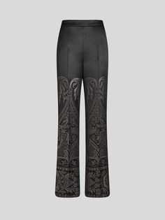 Palazzo trousers with a wide straight leg and pressed crease. This silk-blend jacquard model features a placed floral paisley design with an ornamental trim.• Loose fit • Elasticated waist• Side pockets• Made in Italy• The model is 5’10” (178 cm) tall and wears a size 40 (IT)
• 54% silk, 46% polyester Poncho Jacket, Capes & Ponchos, Palazzo Trousers, Model Features, Best Wallet, Suit Shirts, Fragrance Collection, Socks And Tights, Paisley Design