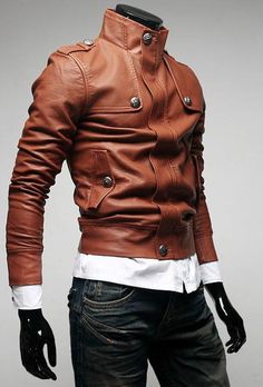 wholesale-lapelled-collar-zipper-embellished-pu-jacket-orange Stylish Leather Jacket, Casual Leather Jacket, Wrinkled Clothes, Pu Jacket, Pu Leather Jacket, Leather Corset, Biker Leather, Stylish Jackets, Drawing Clothes