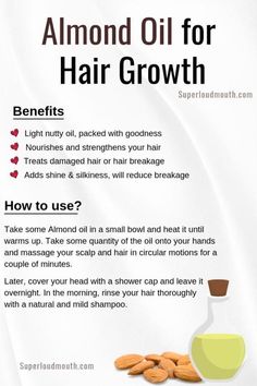 #hairgrowthtips, #hairtips, #hairtipsandtricks, #haircaretips Almond Oil For Hair Growth, Almond Oil For Hair, Treat Damaged Hair, Hair Oils, Natural Hair Oils, Healthy Hair Tips