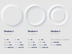 three circles with shadows on them are shown in the shape of numbers, and one circle is