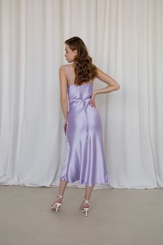 Lilac Satin Dress Lavander Dress Kelly Dress Silk Slip Dress Satin Slip Bridesmaid Dress Cowl Neck Midi Dress Silk Gown Kelly Dress - Etsy Ukraine Purple Sleeveless Silk Satin Dress, Spring Wedding Guest Midi Slip Dress, Solid Color Satin Midi Dress With Spaghetti Straps, Purple Silk Evening Slip Dress, Purple Silk Slip Dress For Evening, Satin Midi Slip Dress For Wedding Guest, Satin Midi Length Slip Dress For Wedding Guest, Fitted Midi Slip Dress For Wedding Guests, Satin Slip Dress For Spring Wedding Guest