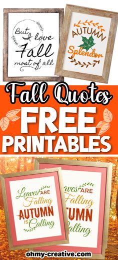 fall quotes and free printables for kids to use in their classroom or home