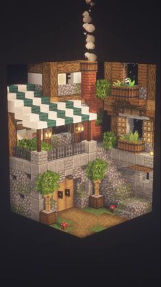 an image of a very nice looking house in minecraft with lots of plants on the roof