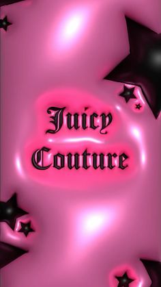 a pink background with black stars and the words juicy couture