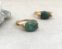 Rough emerald ring  Raw Emerald birthstone ring  Raw stone | Etsy Stackable Emerald Ring For May Birthstone, Stackable Green Emerald Ring, Everyday Emerald Birthstone Jewelry, Green Emerald Birthstone Ring, Fine Jewelry Emerald Ring For May Birthstone, Everyday Emerald Ring Fine Jewelry, Everyday Gemstone Ring For May Birthstone, Green Emerald Stackable Jewelry, Green Emerald Ring For Everyday Wear