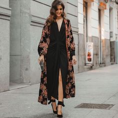 New With Tag Formal Kimono Outfit, Long Kimono Outfit With Dress, Winter Wedding Attire Guest, Kimono Over Dress, Long Kimono Outfit, Zara Draped Dress, Winter Wedding Attire, Wedding Guest Coats, Kimono Outfit