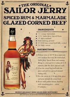 an advertisement for sailor jerry spiced rum and marmalade