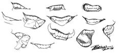 an image of various mouths drawn in pencil