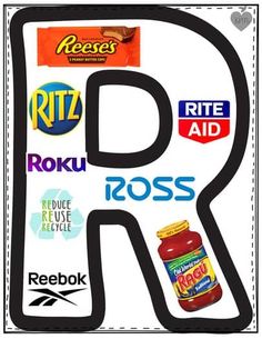 the letter r is made up of many different food related items and has an ad for ritz's