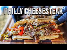 the phily cheesesteak sandwich is ready to be eaten