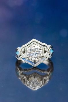 Shown here is The "Lucy in the Sky" Diamond Ring Guard, Turquoise Ring Engagement, Aquarius Quotes, Staghead Designs, Ring Guard, Diamond Accent Ring, Lucy In The Sky, Halo Style, Ring With Diamond