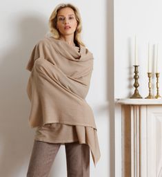 Our popular Alexandra wrap, in soft, cashmere has a quarter inch fringe on every side and is offered in our medium weight cashmere. The Alexandra can be worn during the fall in lieu of a light jacket, and is a perfect travel companion. Two of our best-selling colors, the Habitually Chic/Buff and the Loden Green, are ba Cozy Cashmere Wraps For Fall, Winter Cream Pashmina Shawl, Beige Cashmere Scarves For Fall, Winter Cashmere Shawl For Layering, Fall Cashmere Shawl For Layering, Beige Wrap Shawl For Winter, Elegant Fall Cashmere Pashmina Shawl, Chic Cashmere Shawl For Fall, Winter Cashmere Shawl In Beige