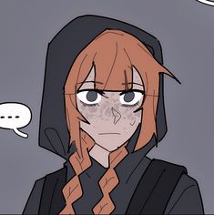 an anime character with long hair wearing a hoodie and holding a speech bubble above her head