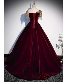 Get 10% off now! Buy burgundy ballgown velvet formal dress with embroidered sequins at cheap price online. Free stable shipping and pro custom service since 2009. Holiday Velvet Prom Dress, Burgundy Fitted Ball Gown For Prom Season, Burgundy Fitted Ball Gown For Prom, Burgundy Ball Gown Evening Dress, Velvet Prom Gown For Prom Season, Prom Season Velvet Gown, Fitted Burgundy Ball Gown, Burgundy Velvet Dress For Wedding, Embellished Velvet Prom Evening Dress