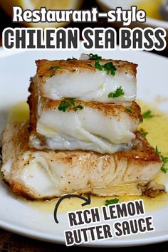 Pan seared sea bass fillets topped with lemon butter sauce Air Fryer Dinner Recipes