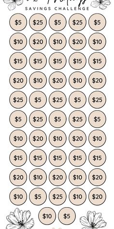 the printable price label for $ 25 each, with flowers and butterflies on it