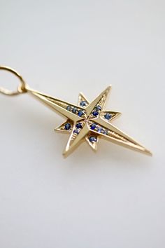 Blue Sapphire Classic 'Stellar' Charm in 18k Gold – Devon Woodhill Fine Jewelry Brightest Star In The Sky, Star In The Sky, Favorite Necklace, Starry Starry Night, Ring Bracelet Chain, Round Locket, Locket Charms, Crystal Charm, The Night Sky