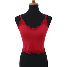 Brand: Only Hearts Nyc By Helena Stuart Vintage Early 00s Camisole. Red Stretch Tank With Adjustable Straps And Stretch Lace. 90% Nylon/10% Spandex Size: Medium (Could Fit Btwn Xs-M) Top Length: 13" (Not Including Straps) In Excellent Condition; Made From High Quality Textiles That Have Held Up Well Over The Years. Was Never Worn, However, Has Been Washed. I Bought It From A Cute Boutique In Boone, Nc Many Years Ago With Matching Shorts. Red Stretch Tank Top With Spaghetti Straps, Red Camisole Tank Top With Straps, Red Seamless Camisole For Summer, Red Stretch Cami Camisole, Red Stretch Camisole Tank Top, Red Seamless Cami Top, Red Tank Top With Spaghetti Straps And Built-in Bra, Fitted Red Camisole With Lace Trim, Red Fitted Camisole Crop Top