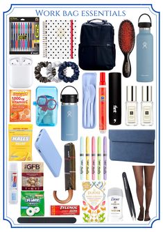 Office Bag Organization, Work Bag Packing List, Medical Assistant Bag Essentials, What's In My Office Bag, Inside Work Bag, Handbag Essentials For Work, Office Work Bag Essentials, Work Bag Contents, What To Put In Work Bag