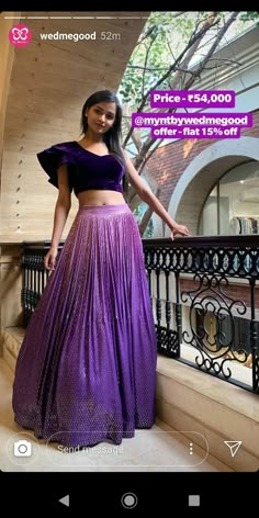 Crop Top And Lehenga Indian, Lehenga Designs Latest For Teenagers, Unique Blouse Designs For Lehenga, Lavender Colour Dress, Unique Lehenga Designs Party Wear, New Trend Lehenga Designs, Lehanga Blouses Modern Design, Crop Top Lehenga, Gown Party Wear