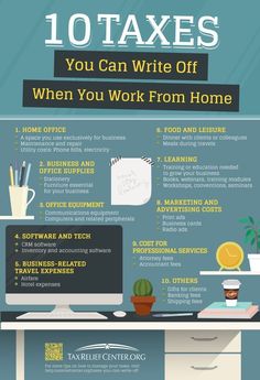 an info poster with the words 10 taxes you can write off when you work from home