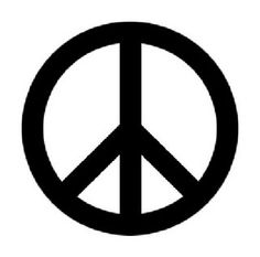 a black and white peace sign in a circle with the word peace written below it