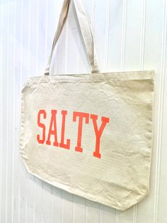 Salty graphic tote bag | The Salty Babe Large Summer Canvas Bag For Everyday Use, Trendy Large Bags With Large Capacity, Large Canvas Bag For Everyday Summer Use, Large Casual Summer Canvas Bag, Casual Large Tote Canvas Bag, Trendy Tote Beach Bag For Shopping, Trendy Cotton Bag With Large Capacity, Trendy Large Tote Canvas Bag, Everyday Large Tote Bag