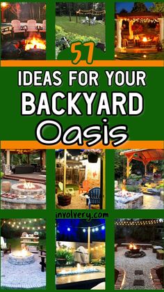 the back yard oasis is filled with outdoor furniture and lighting