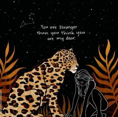 a drawing of a woman sitting next to a cheetah in the night sky