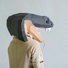 Snake Template, Mask Papercraft, Paper Mask Template, Low Poly Mask, Animal Mask, Mask Template, Paper Mask, Animal Masks, Origami Paper